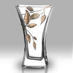 Gold Leaf 23cm Flared Glass Vase