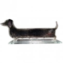 Grey Glass Sausage Dog Ornament  
