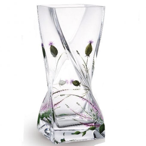 Nobile Glassware Heather & Thistle Spray 20cm Twist Vase