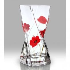 Poppy Fields 20cm Twist Glass Vase