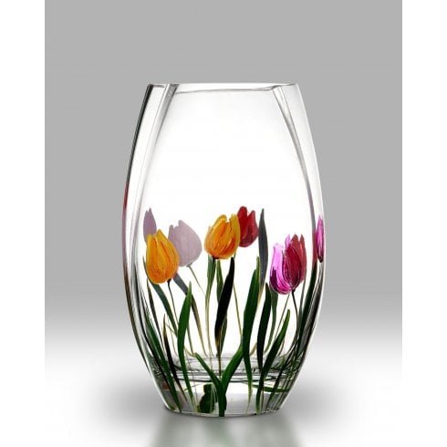 Nobile Glassware Rainbow Tulips 20cm Round Vase