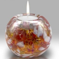Red/White Friendship Lustre Votive Tea Light Holder
