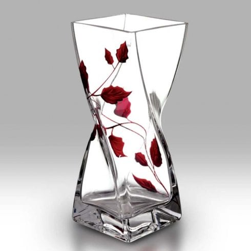 Nobile Glassware Ruby Leaf 25cm Twist Vase