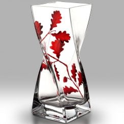 Ruby Oak Leaf 20cm Twist Vase