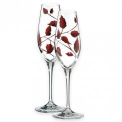 Set of 2 Ruby Leaf Champagne Glasses