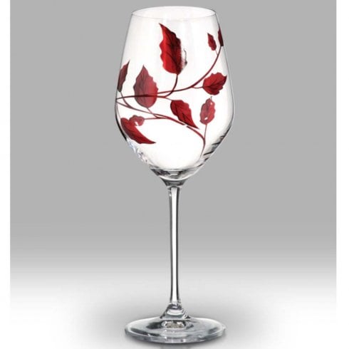 Nobile Glassware Set of 2 Ruby Leaf Wine Glasses