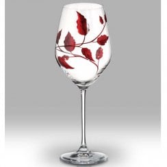 Set of 2 Ruby Leaf Wine Glasses