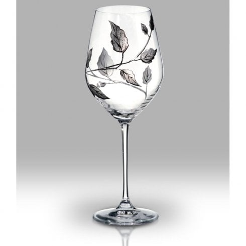 Nobile Glassware Set of 2 Silver Leaf Wine Glasses