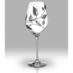Set of 2 Silver Leaf Wine Glasses