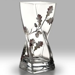 Silver Oak Leaf 20cm Twist Vase