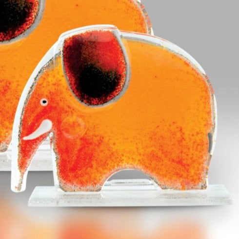 Nobile Glassware Small Amber Fused Glass Elephant