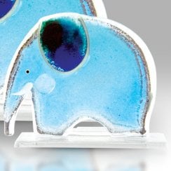 Small Blue Fused Glass Elephant