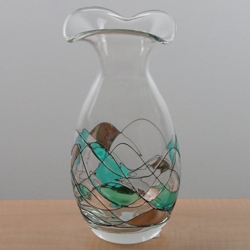 Nobile Glassware Teal 23cm Mosaic Posy Vase