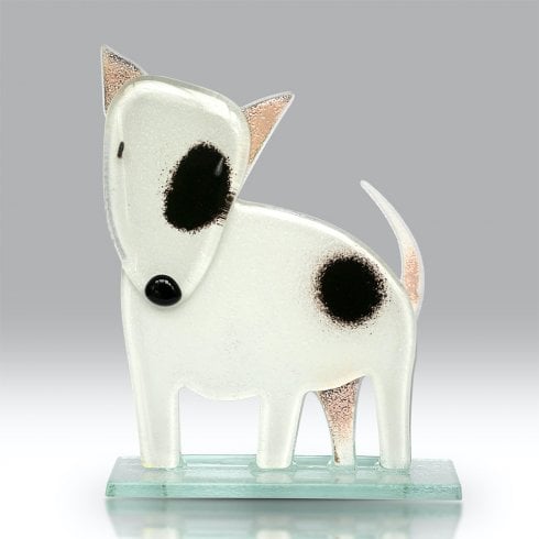 Nobile Glassware White Bull Terrier Glass Dog Ornament