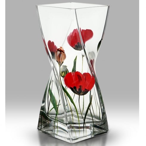 Nobile Glassware Wild Poppy 20cm Twist Vase