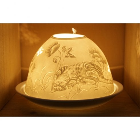 Nordic Lights Candle Shade and Plate - Cat & Butterfly