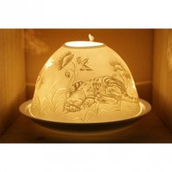 Candle Shade and Plate - Cat & Butterfly