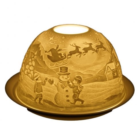Nordic Lights Snowman & Sleigh Candle Shade & Plate