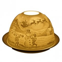 Snowman & Sleigh Candle Shade & Plate