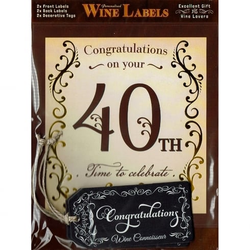 Mulberry Studios Personalised Wine Label - 40th