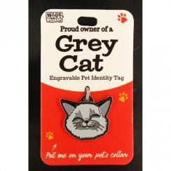 Pet Cat Identity Tag - Grey Cat