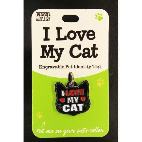 Wags & Whiskers Pet Cat Identity Tag - I Love My Cat