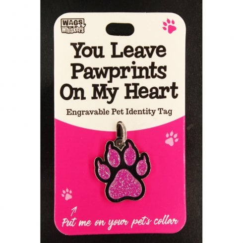 Wags & Whiskers Pet Cat Identity Tag - Pawprints Cat