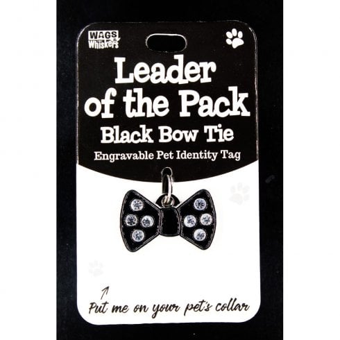 Wags & Whiskers Pet Identity Tag - Black Bow Tie