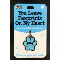 Pet Identity Tag - Pawprints (Blue)