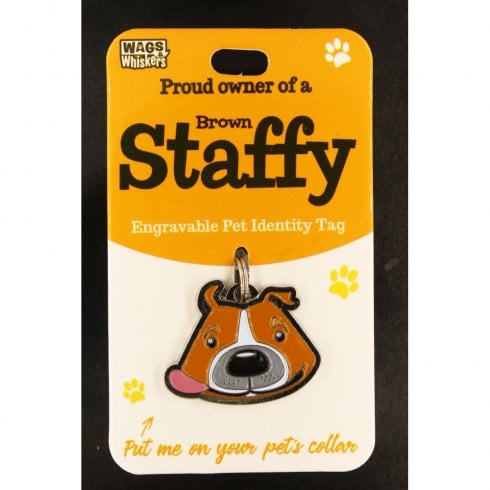 Wags & Whiskers Pet Identity Tag - Staffy Brown
