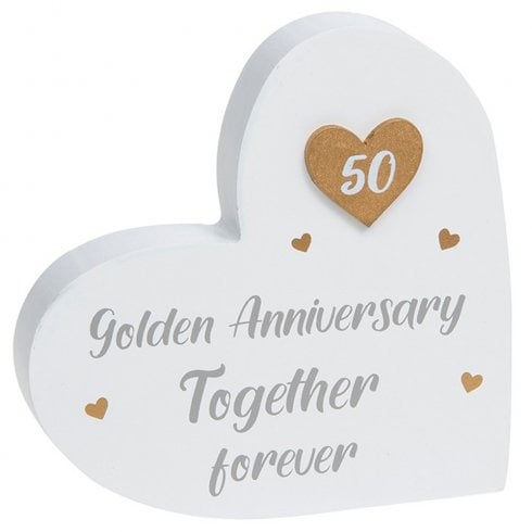 Shudehill Giftware Provence Gold Anniversary Standing Heart Plaque 200913