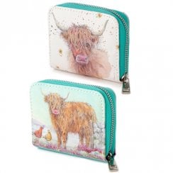 Jan Pashley Small Zip Around Highland Cow Purse