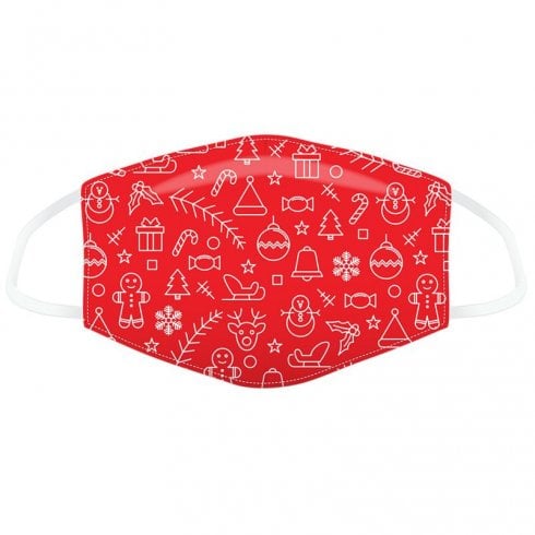 Puckator Red Christmas Icons Face Covering - Large