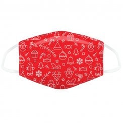 Red Christmas Icons Face Covering - Large