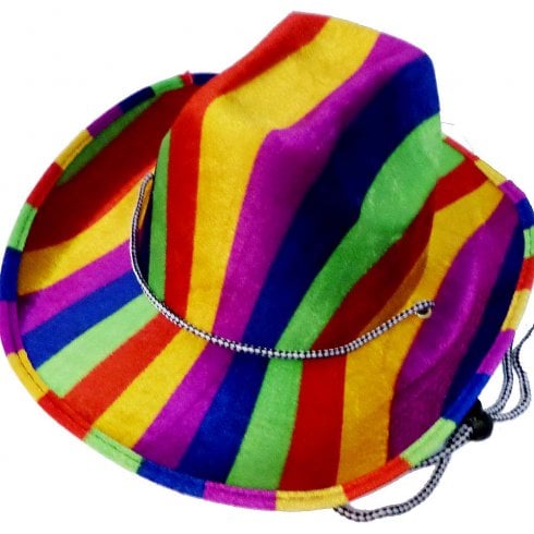 Regenbogen-Cowboyhut Für Erwachsene – Buntes Streifendesign, Weicher Stoff, Perfekt Für Partys & Kostüme