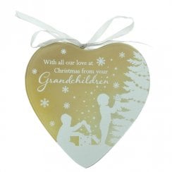 Reflections Heart-Shaped Glass Grandchildren Christmas Plaque
