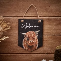 Dougal Highland Cow Welcome Pennant Plaque