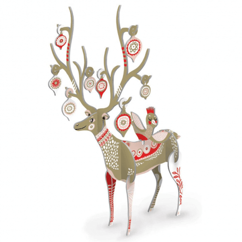 Roger la Borde Pop & Slot 3D Christmas Decoration - Golden Folksy Reindeer