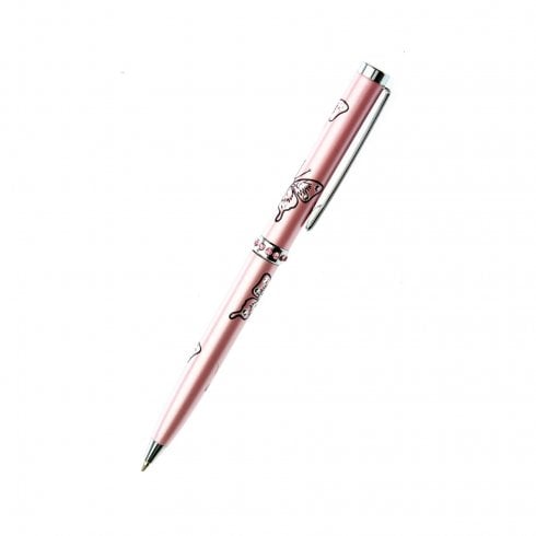 Sea Gems Crystal & Butterfly Pearl Rose Pink Pen