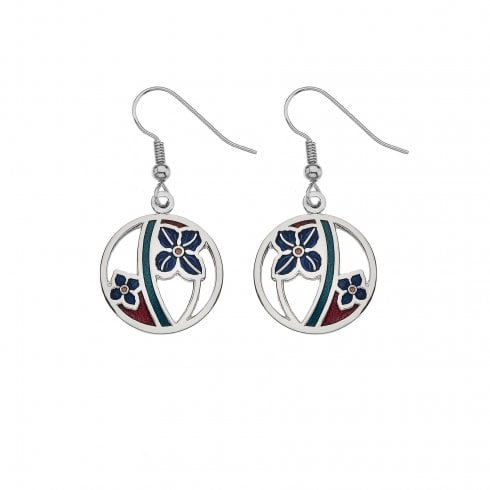 Sea Gems Fine Enamels Poppy Circle Earrings - Purple/Blue