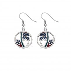 Fine Enamels Poppy Circle Earrings - Purple/Blue