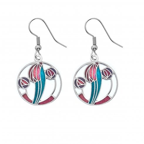 Sea Gems Mackintosh 18mm Earrings - Red Purple Turquoise 7673RPTQ