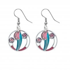Mackintosh 18mm Earrings - Red Purple Turquoise 7673RPTQ