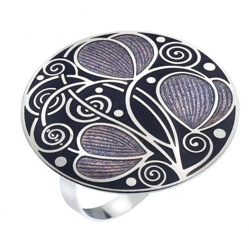 Sea Gems Mackintosh Leaves & Coil Purple/Lilac Scarf Ring