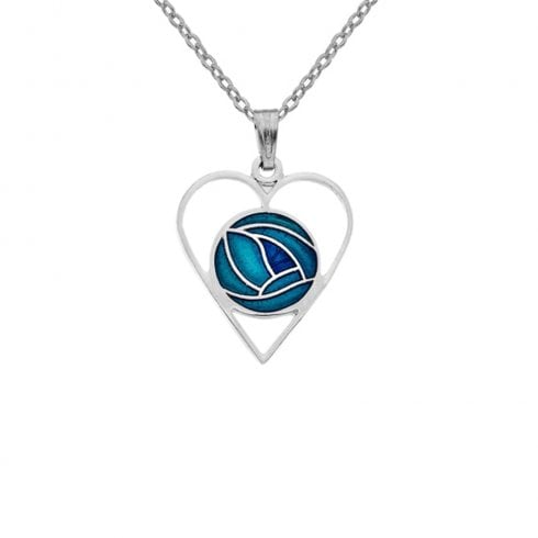 Sea Gems Mackintosh Rose Heart Necklace Turquoise Blue Pendant 