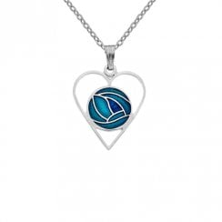 Mackintosh Rose Heart Necklace Turquoise Blue Pendant 