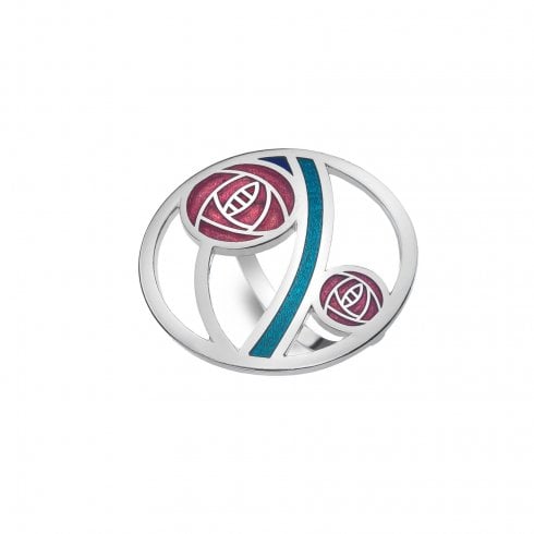 Sea Gems Mackintosh Scarf Ring - Roses & Bar - Red/Turquoise