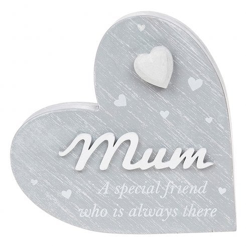 Shudehill Giftware Cherished Hearts Cool Grey Mum Standing Plaque
