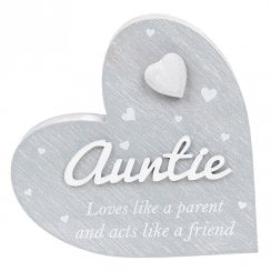Cherished Hearts Cool Grey Standing Heart Ornament - Auntie