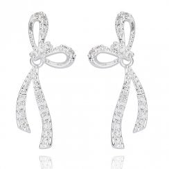 Eternal Glam Bow Silver Plated Earrings